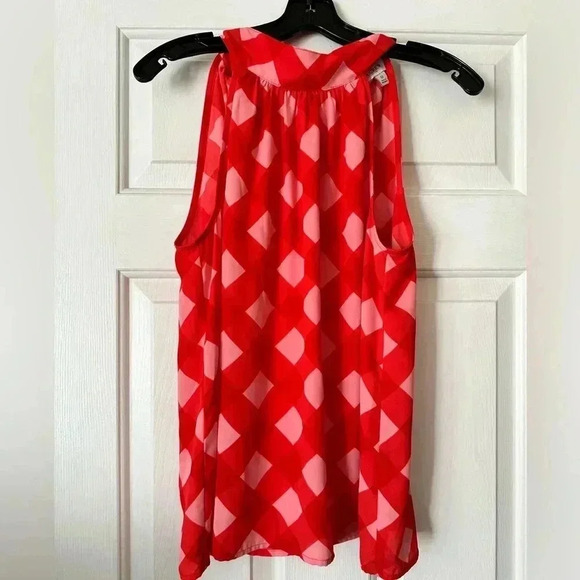 J. Crew || Gingham Tie-neck Tank Shell Halter Top Blouse Red Pink 0 - Picture 2 of 4